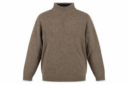 Essentials MO Men’s Brown 2XL Baby Wool 1/4 Zip High Neck Jumper