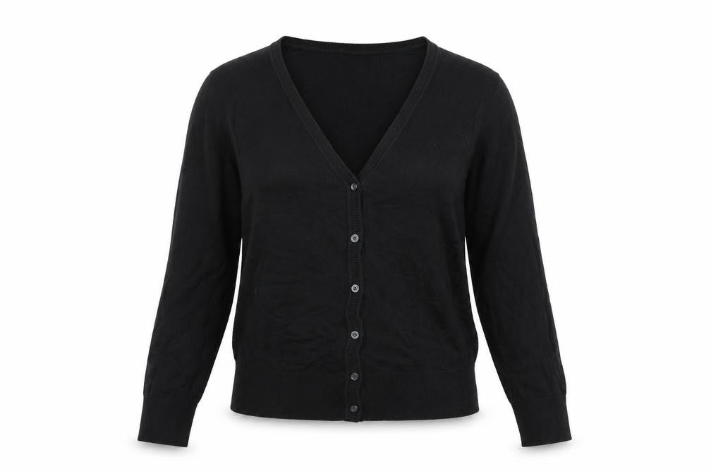 Banana Republic Women Black S V-Neck Button Knit Cardigan