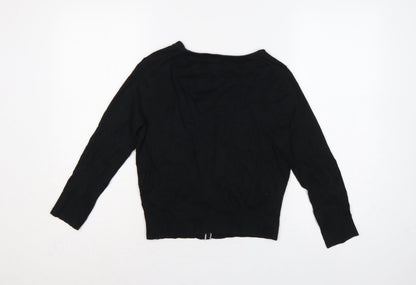Banana Republic Women Black S V-Neck Button Knit Cardigan