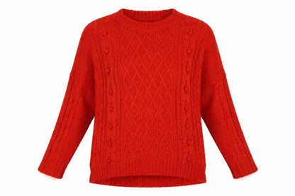 Next Women Red UK 12 Cable Knit Mohair Blend Round Neck Jumper