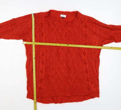 Next Women Red UK 12 Cable Knit Mohair Blend Round Neck Jumper
