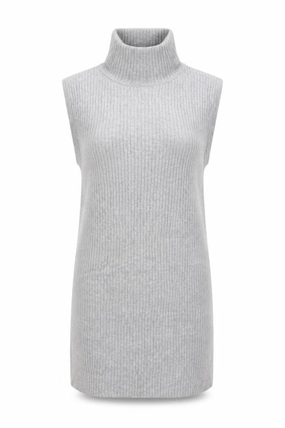 Gap Women Grey Small Sleeveless Roll Neck Rib Knit Tunic Jumper