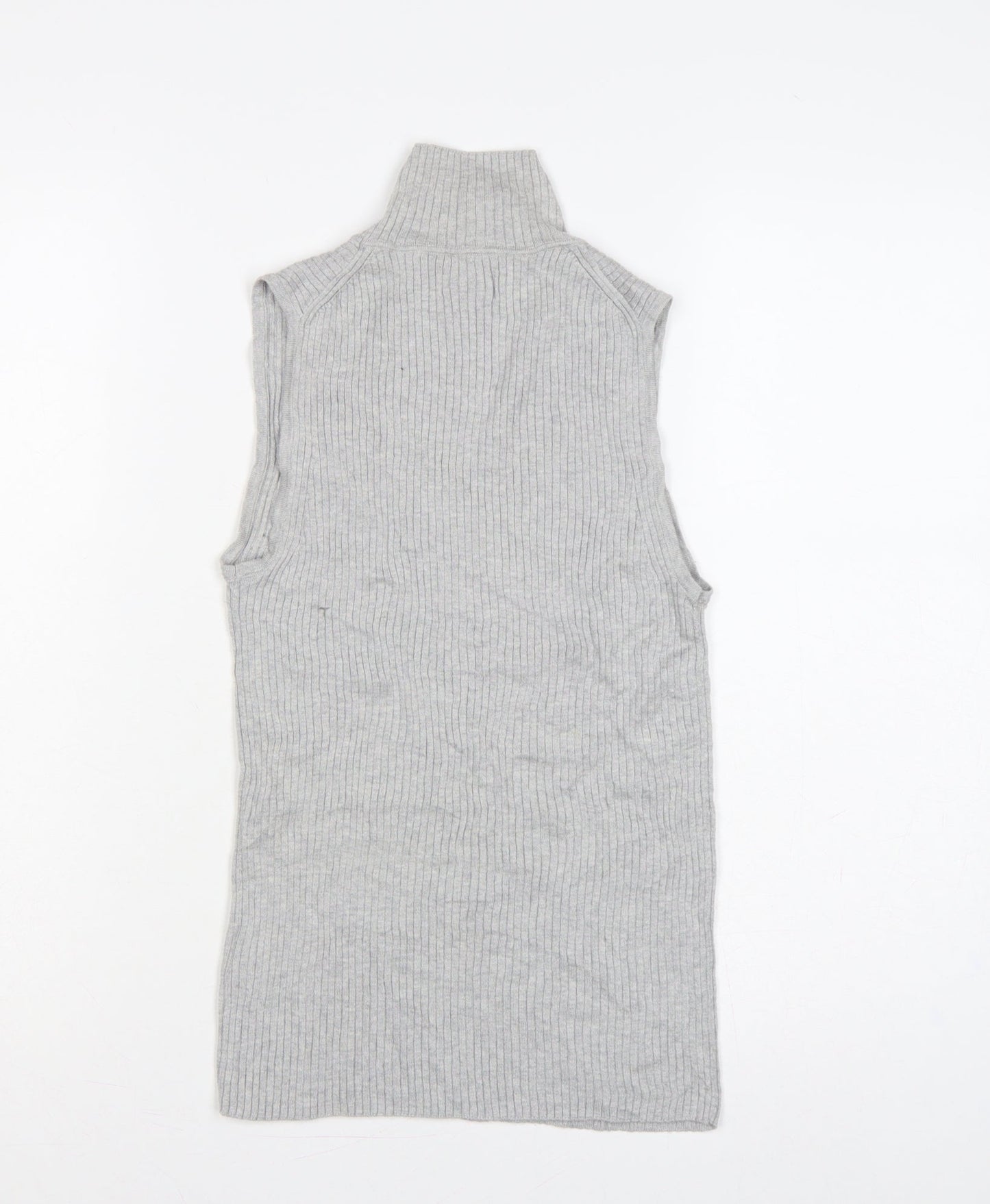 GAP Women Grey Small Sleeveless Roll Neck Rib Knit Tunic Jumper