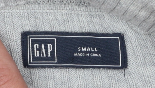 GAP Women Grey Small Sleeveless Roll Neck Rib Knit Tunic Jumper