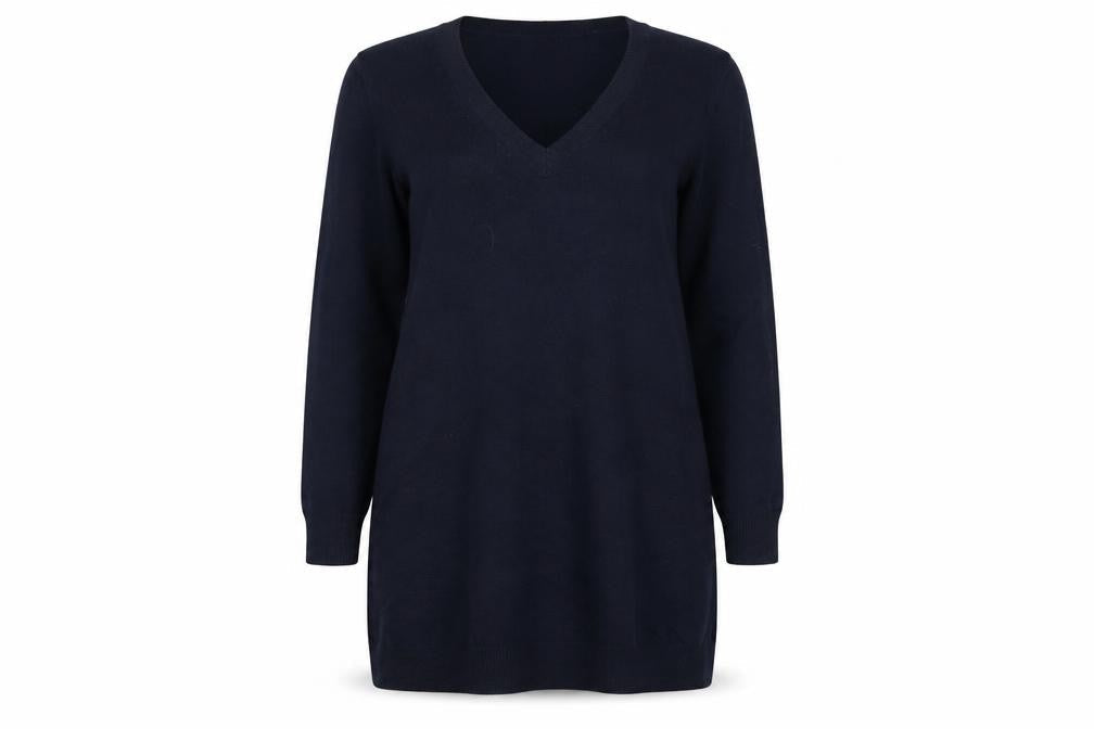 Marks & Spencer Women Blue UK 8 V-Neck Long Sleeve Tunic Jumper