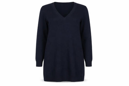 Marks & Spencer Women Blue UK 8 V-Neck Long Sleeve Tunic Jumper