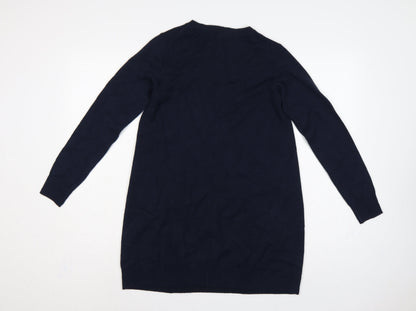 Marks and Spencer Women Blue UK 8 V-Neck Long Sleeve Tunic Jumper
