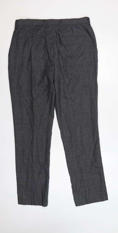 Jacamo Men’s Grey 34R Regular Fit Straight Dress Trousers Formal