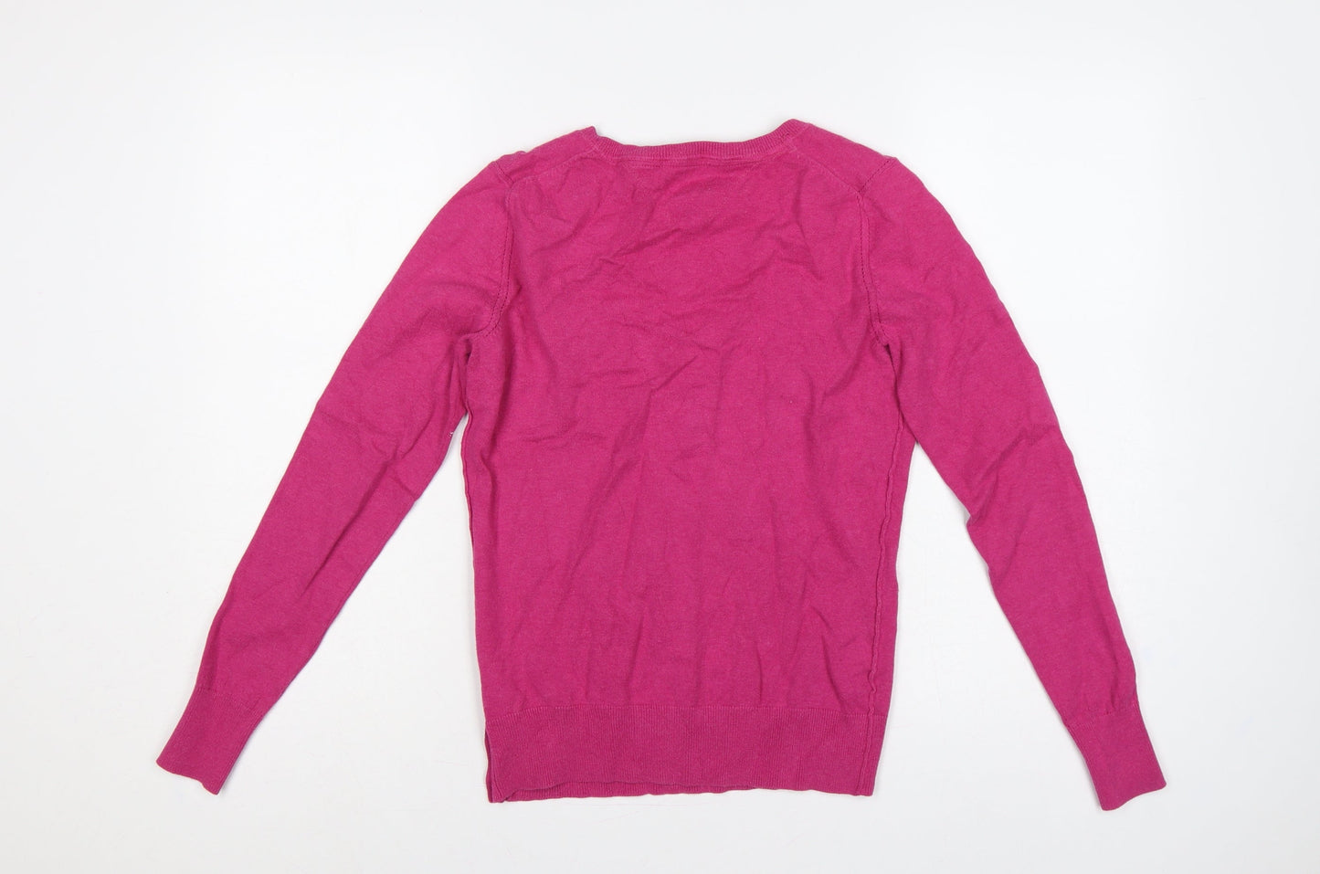 Hilfiger Denim Men’s Pink XS V-Neck Fine Knit Logo Pullover Jumper