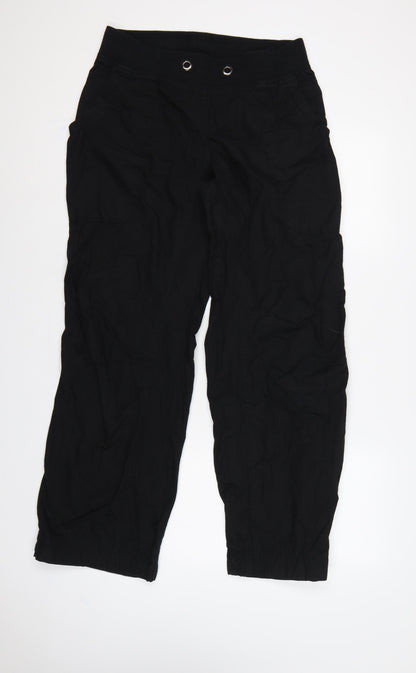 H&M Sport Women’s Black UK 14 Cotton Cargo Trousers Elastic Waist