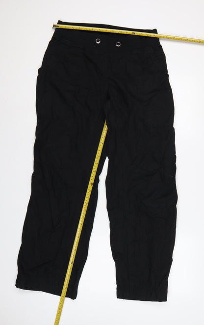 H&M Sport Women’s Black UK 14 Cotton Cargo Trousers Elastic Waist
