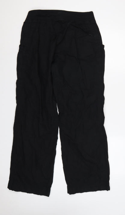 H&M Sport Women’s Black UK 14 Cotton Cargo Trousers Elastic Waist
