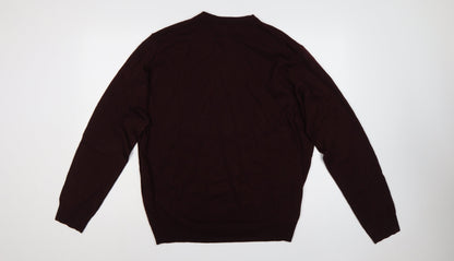 James Pringle Men’s Brown V-Neck Knit Pullover Jumper Size L
