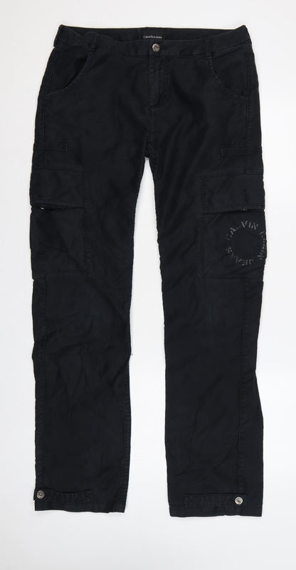 Calvin Klein Jeans Men Black W31 L34 Cargo Trousers Straight Leg