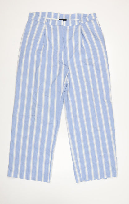 Autograph Women’s Blue Stripe High Rise Pleated Trousers UK 16