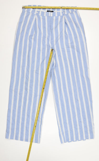 Autograph Women’s Blue Stripe High Rise Pleated Trousers UK 16