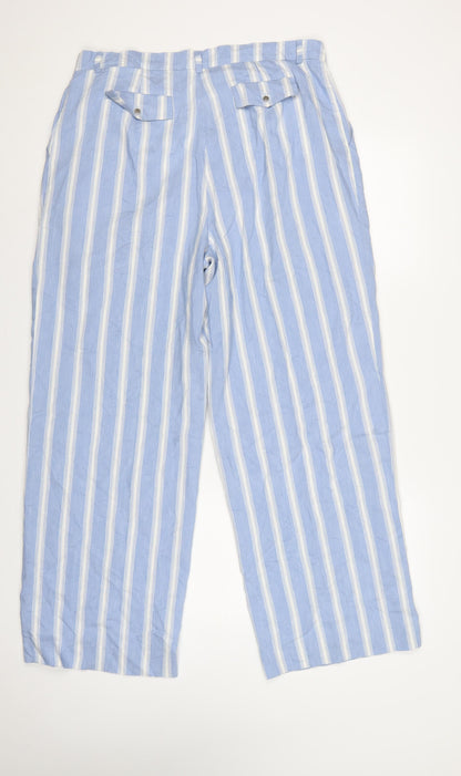 Autograph Women’s Blue Stripe High Rise Pleated Trousers UK 16
