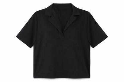 Zara Women Black UK 8 Cotton Collared Short Sleeve Polo Top
