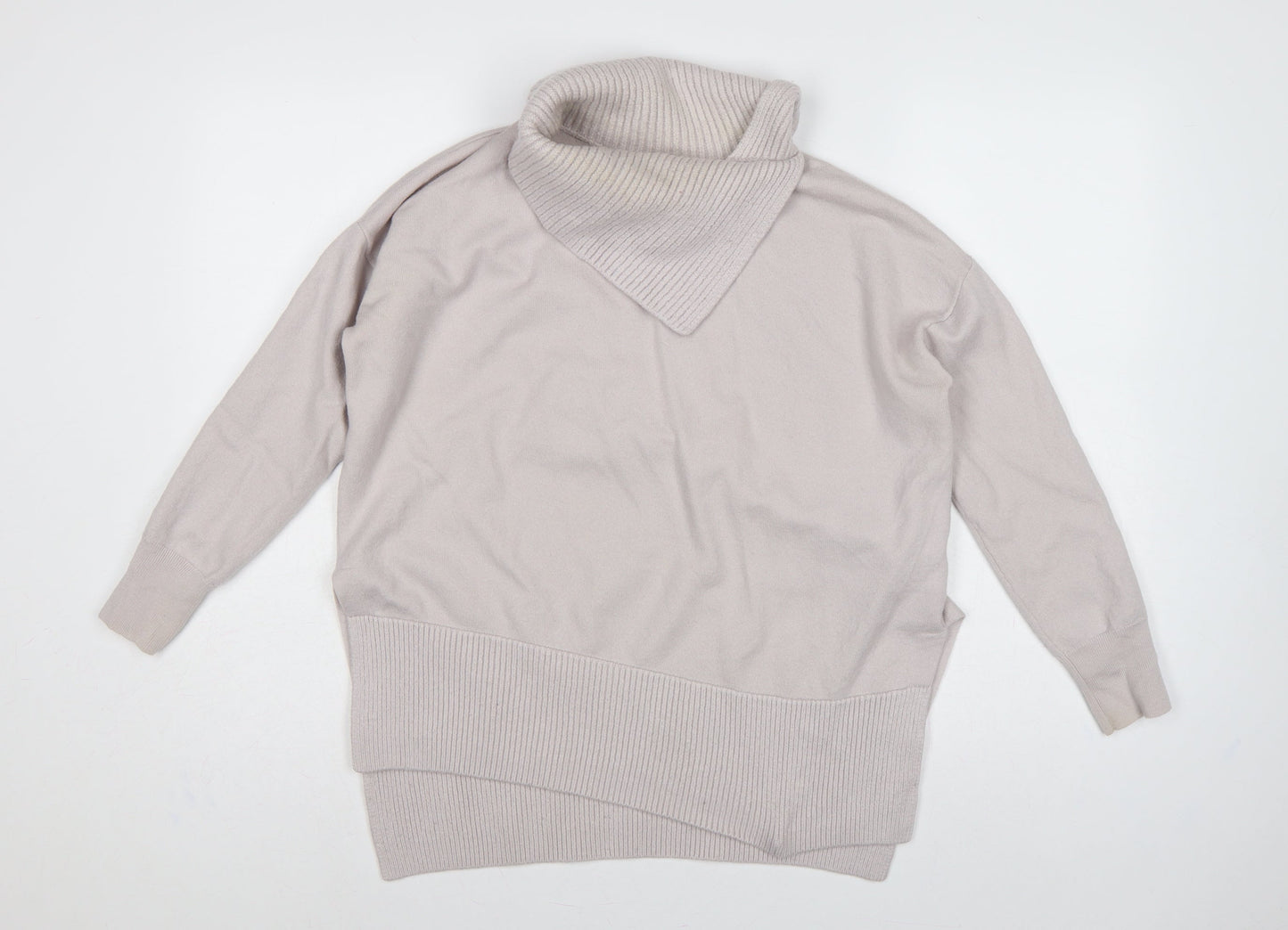 Karen Millen Women's Beige XS Wool Roll Neck Pullover Jumper