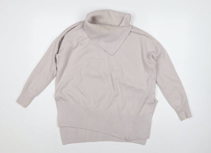Karen Millen Women's Beige XS Wool Roll Neck Pullover Jumper