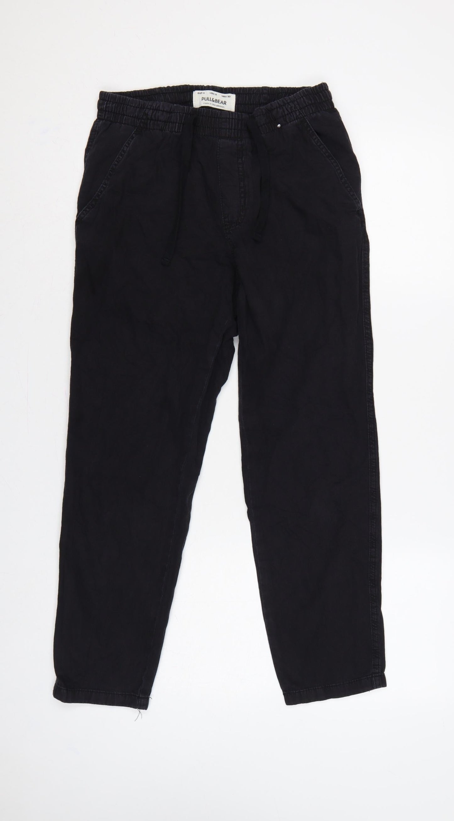 Pull&Bear Women’s Black S Cotton Drawstring Jogger Trousers