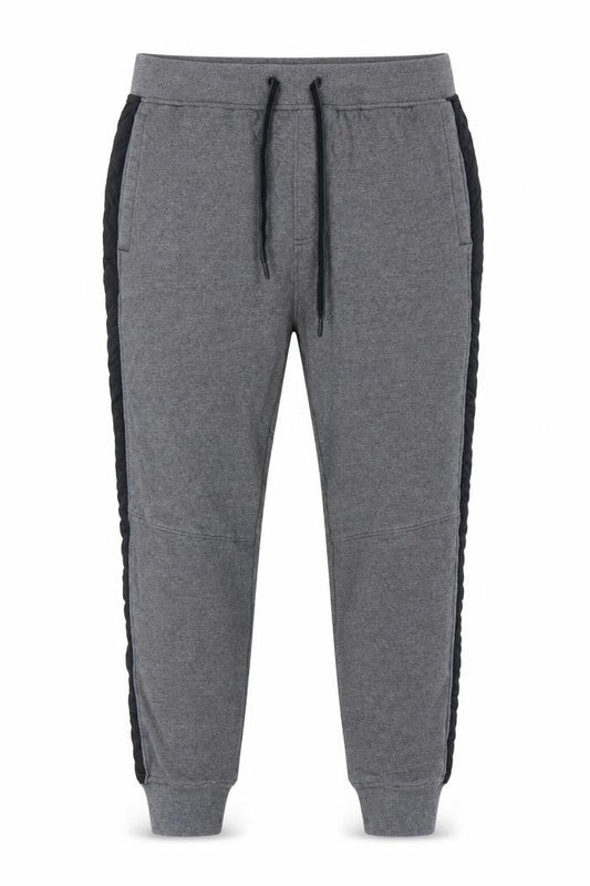 Front view of Under Armour Men’s Grey L Fitted Jogger Trousers Black Panels