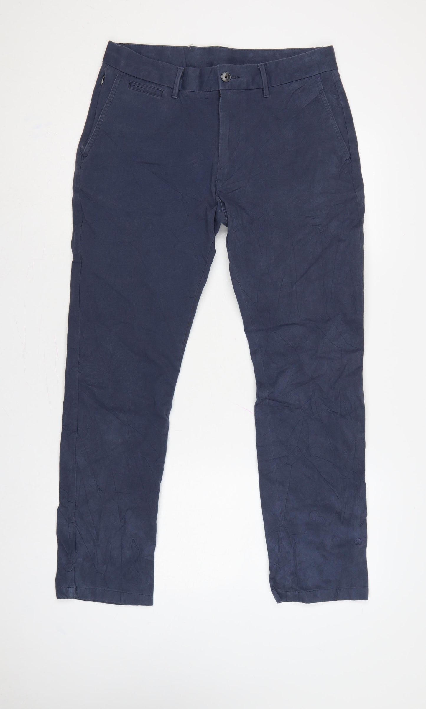 Marks and Spencer Men's Blue 32in Regular Stretch Chino Trousers