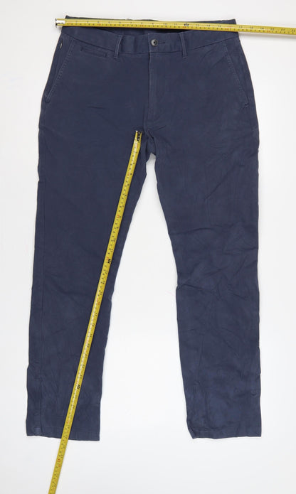 Marks and Spencer Men's Blue 32in Regular Stretch Chino Trousers