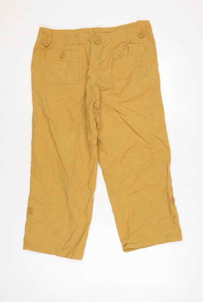 casualclub Women’s Yellow UK 12 Cropped Trousers Pockets