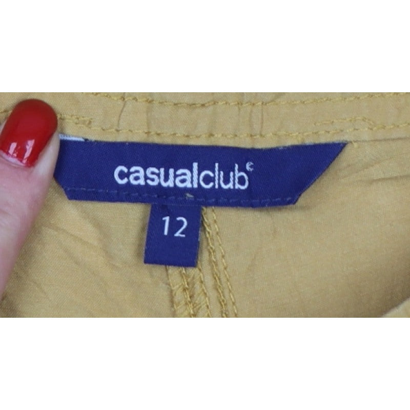 casualclub Women’s Yellow UK 12 Cropped Trousers Pockets