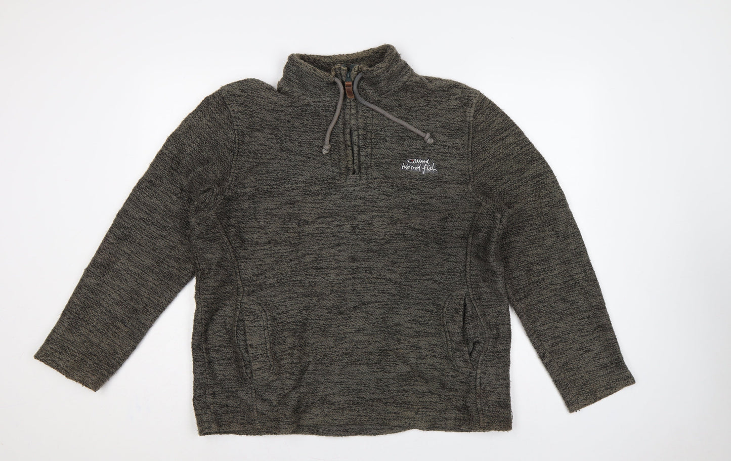 Weird Fish Men’s Grey M 1/4 Zip Fleece Sweatshirt Embroidered Logo