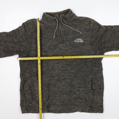 Weird Fish Men’s Grey M 1/4 Zip Fleece Sweatshirt Embroidered Logo