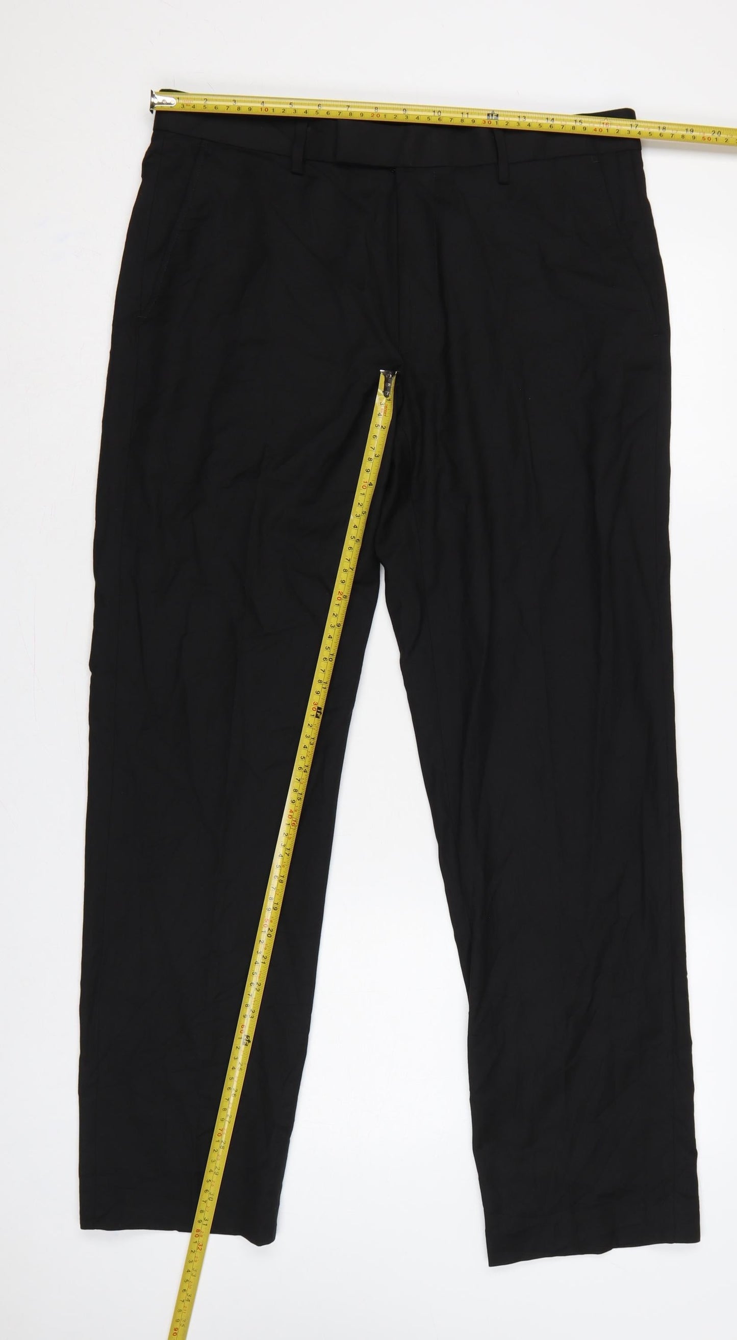Marks & Spencer Men Black 34 Regular Fit Straight Dress Trousers