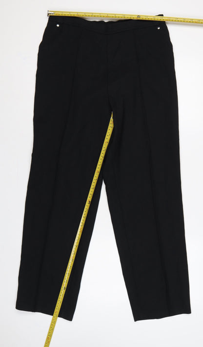 M&S Women’s Black UK 14 Straight Leg Elastic Waist Work Trousers
