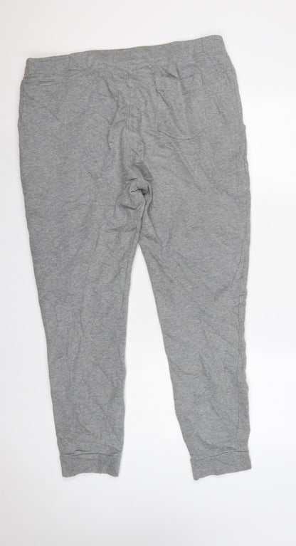 Marks and Spencer Women's Grey XL Cotton Jogger Trousers Drawstring