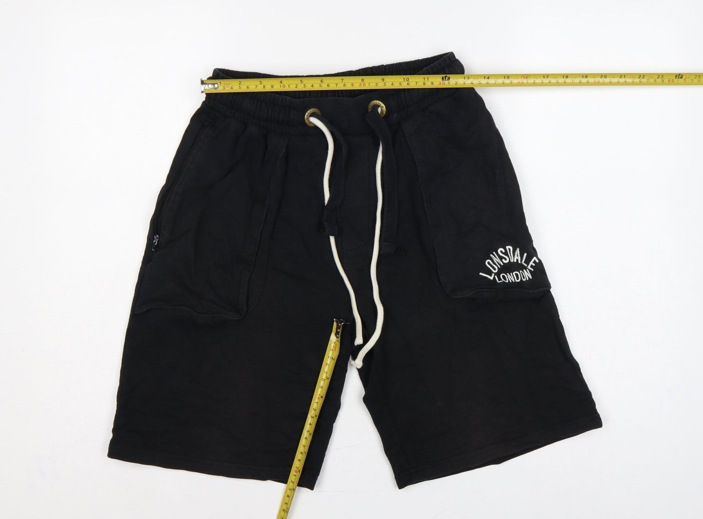 Lonsdale Men's Black M Sweat Shorts Drawstring Logo Pockets