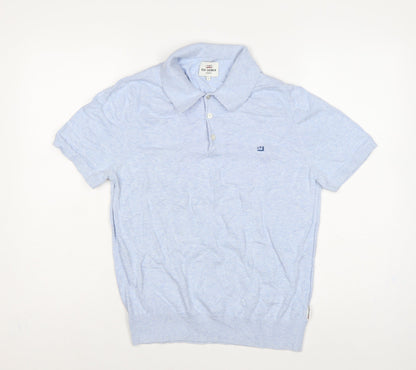 Ben Sherman Men's Blue Cotton Logo Short Sleeve Knit Polo Shirt Size S