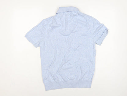 Ben Sherman Men's Blue Cotton Logo Short Sleeve Knit Polo Shirt Size S