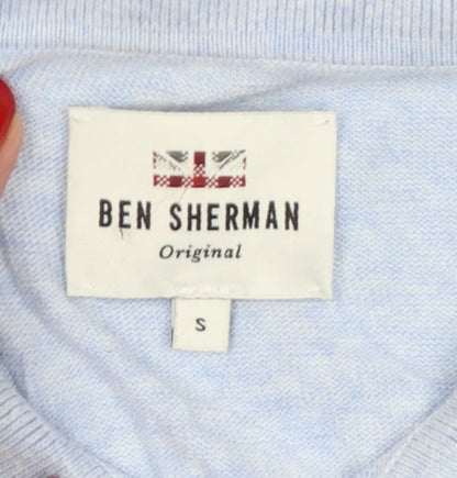 Ben Sherman Men's Blue Cotton Logo Short Sleeve Knit Polo Shirt Size S