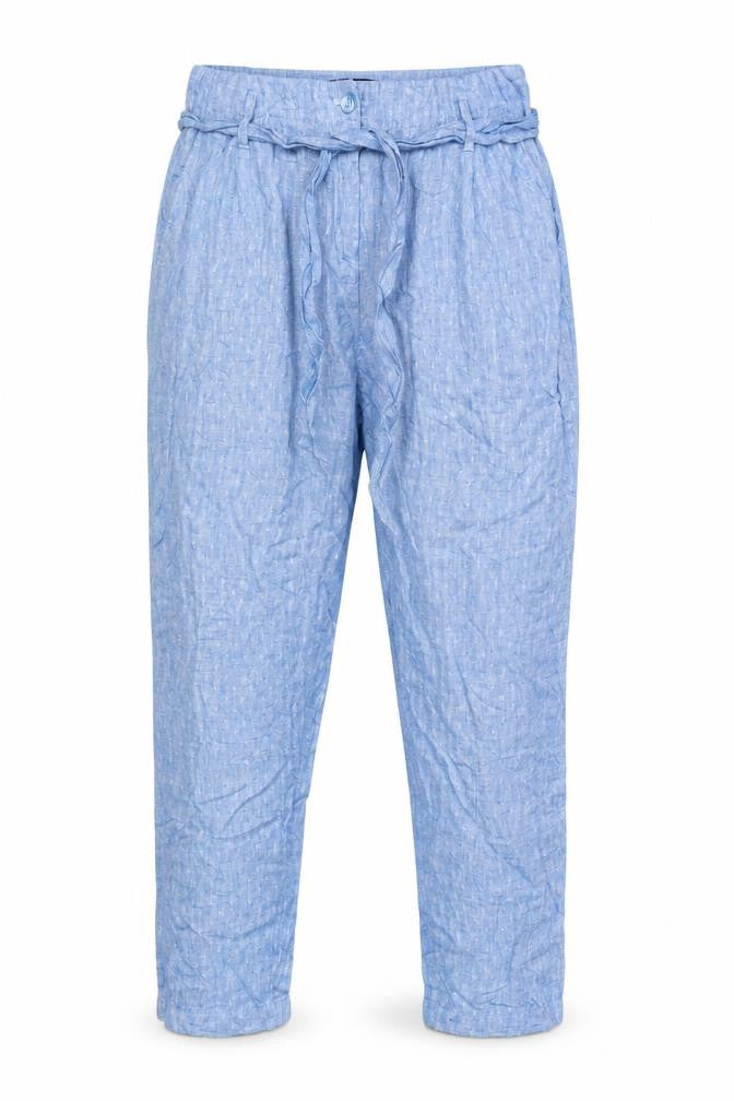 Marks & Spencer Women Blue UK 12 Linen Paperbag Tapered Trousers