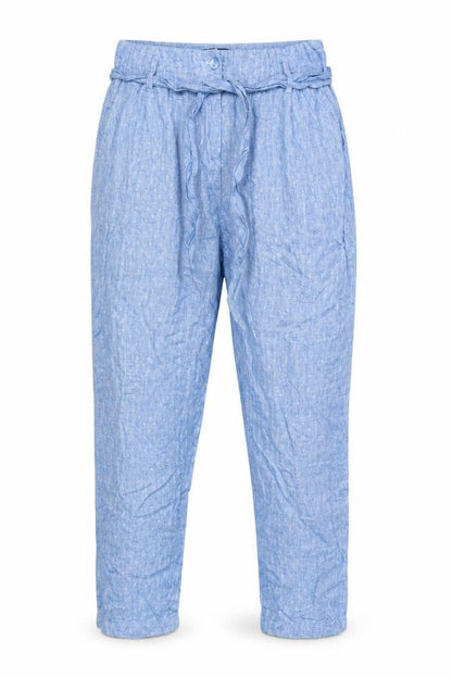 Marks & Spencer Women Blue UK 12 Linen Paperbag Tapered Trousers