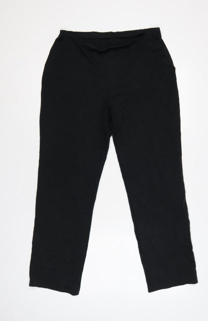 M&S Women’s Black Size 12 Short Straight Leg Stretch Trousers
