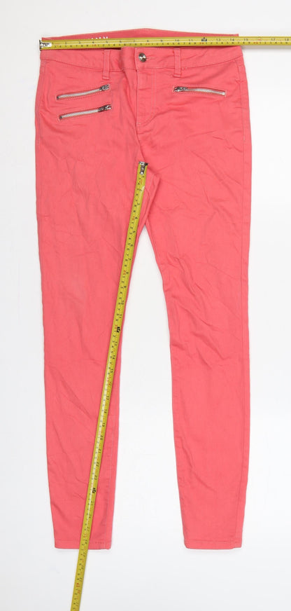 Marks & Spencer Women Pink UK 10 Skinny Stretch Jeans Zip Pockets