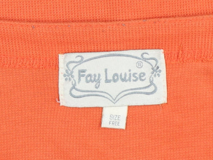 Fay Louise Women Orange One Size V-Neck Button Pocket Cardigan