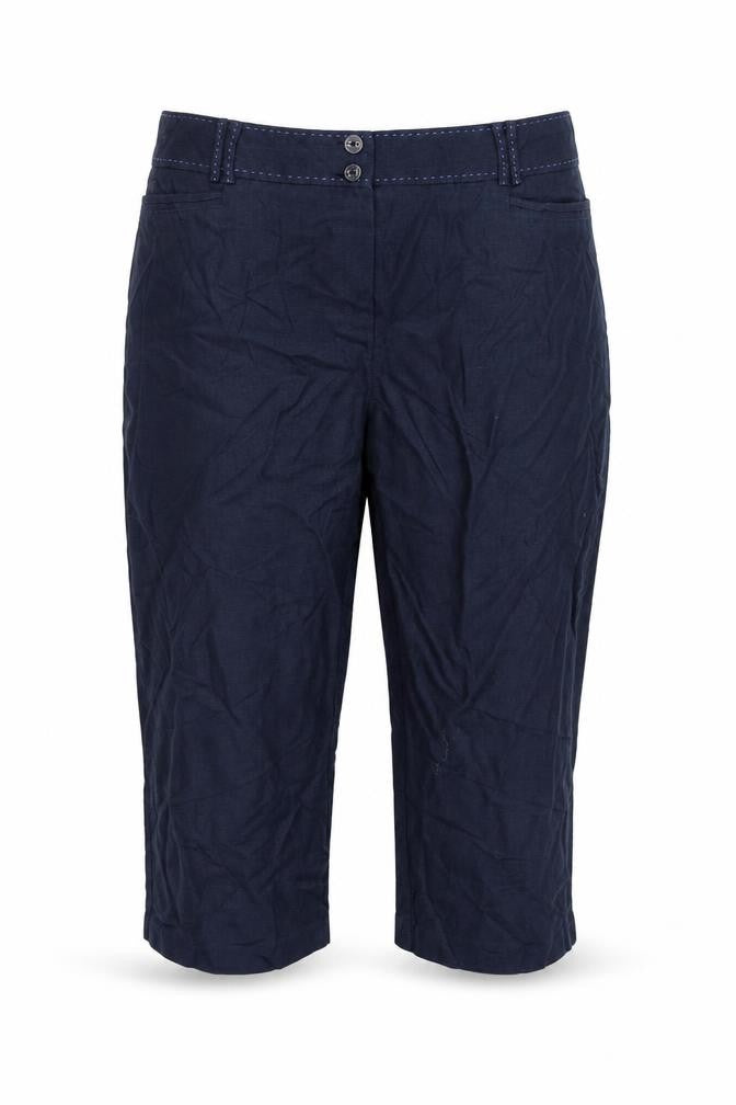 M&S Per Una Women Blue Size 16 Linen Cropped Tapered Trousers