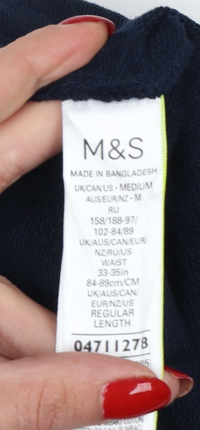 Marks and Spencer Men’s Blue M 34in Drawstring Cotton Sweat Shorts