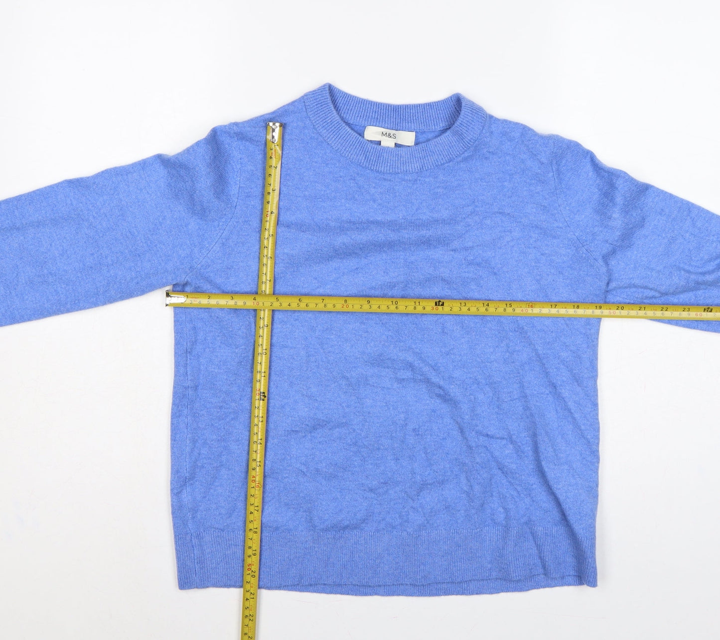 Marks and Spencer Womens Blue M Cashmere Blend Crew Neck Pullover