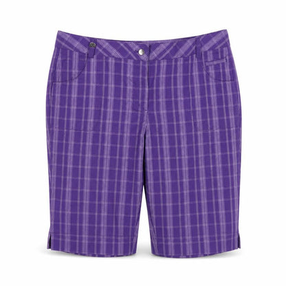Calvin Klein Golf Women Purple Plaid Bermuda Shorts UK 16