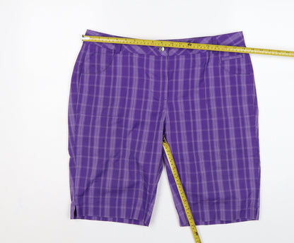 Calvin Klein Golf Women Purple Plaid Bermuda Shorts UK 16