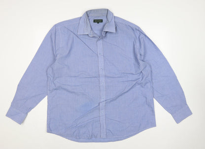 Greenwoods Men's Blue 18 Long Sleeve Check Button-Up Shirt